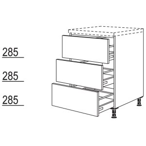 Nobilia Elements Highboard / Kommode mit 3 Auszügen