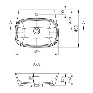 MARMITE-Aufbauwaschtisch WB 0002 W 520C ICC