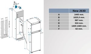 Einbau-Kühlschrank inkl. Gefrierfach mit 210 Liter Volumen